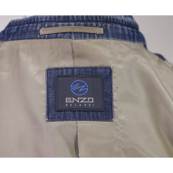 Enzo Belardi Light Blue Iridescent Chambray Blue Tencel Cotton Blazer Jacket 42R - Picture 8 of 9